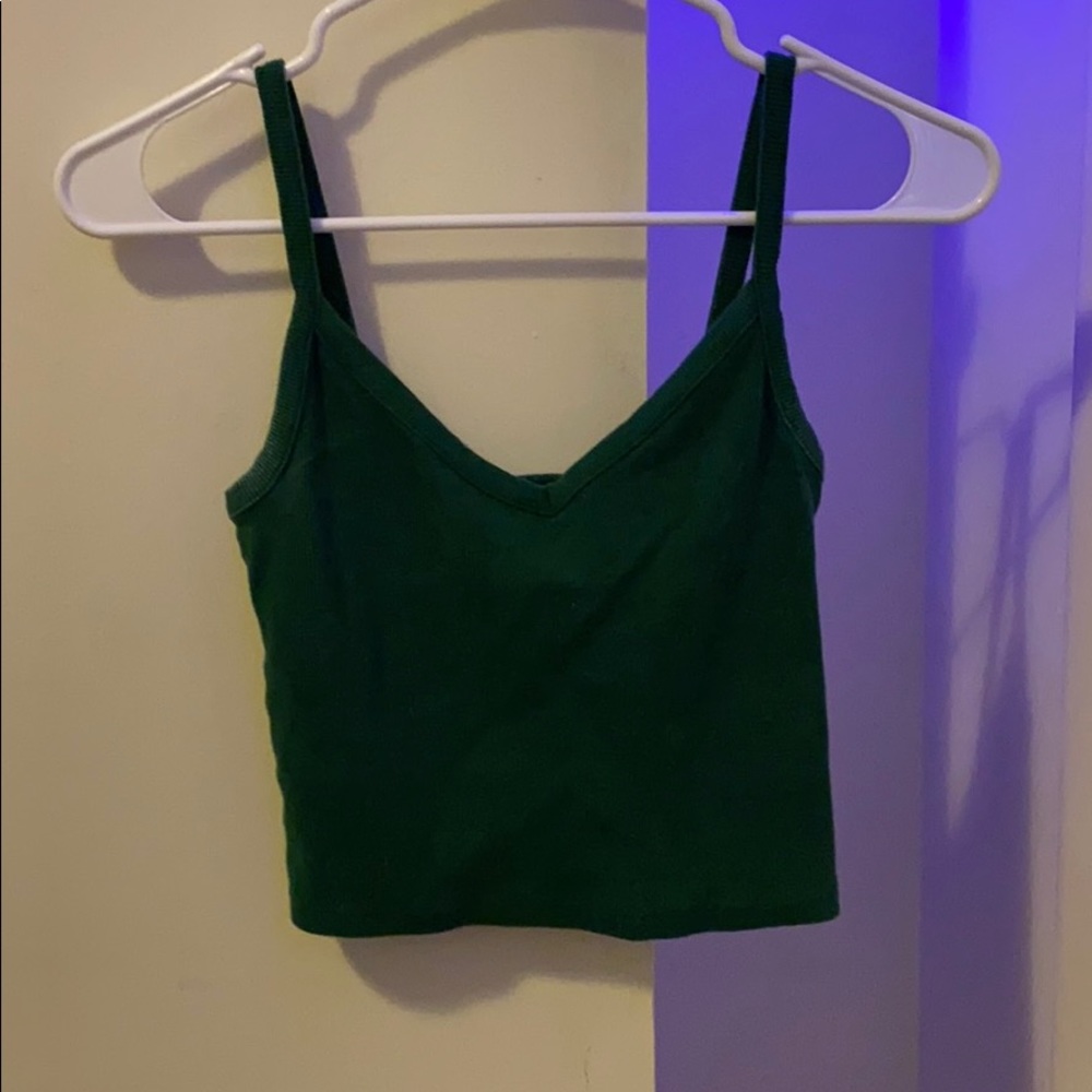 Green basic tank crop top